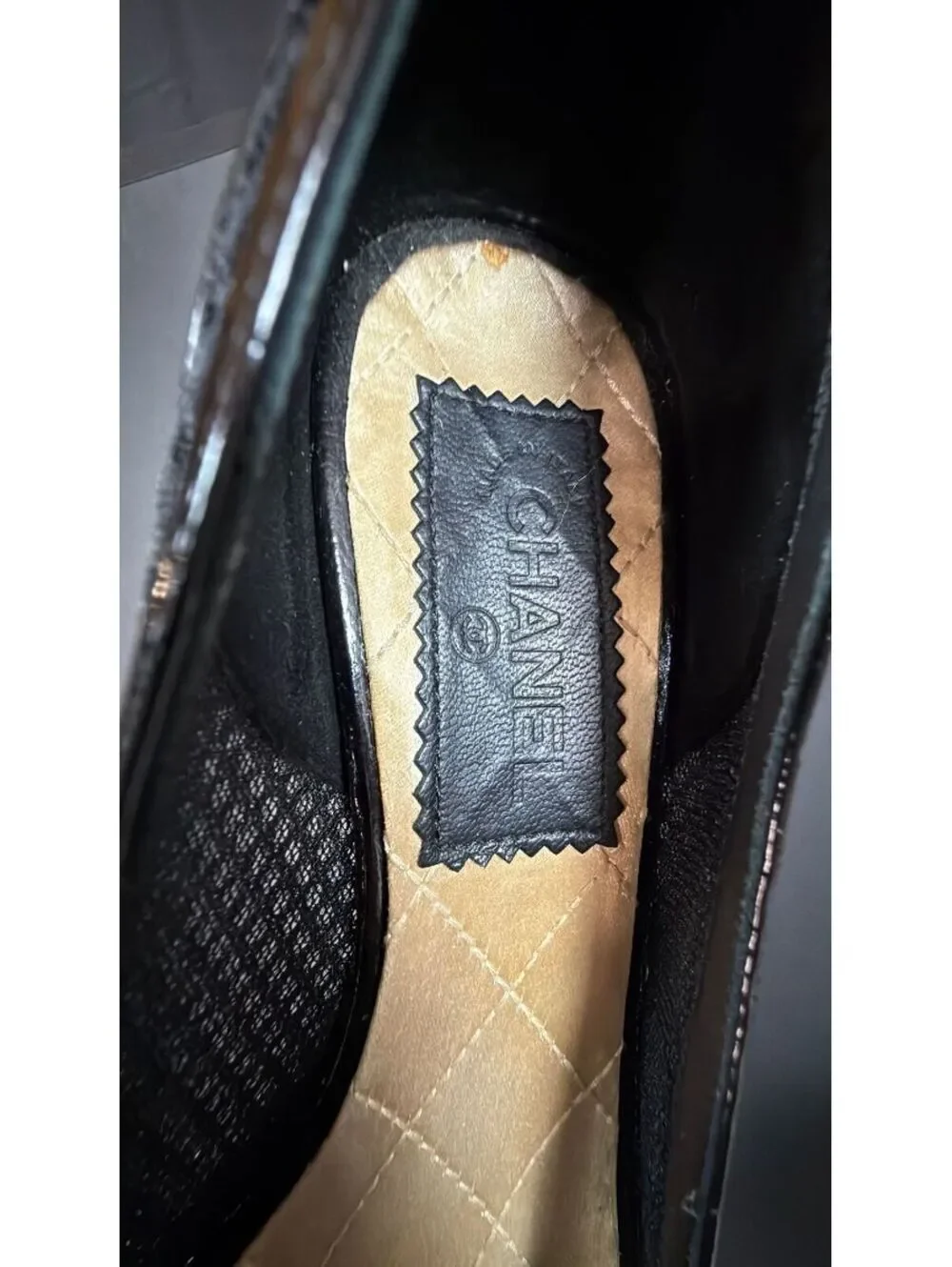 Chanel Black Mesh Side Heels Size 35.5